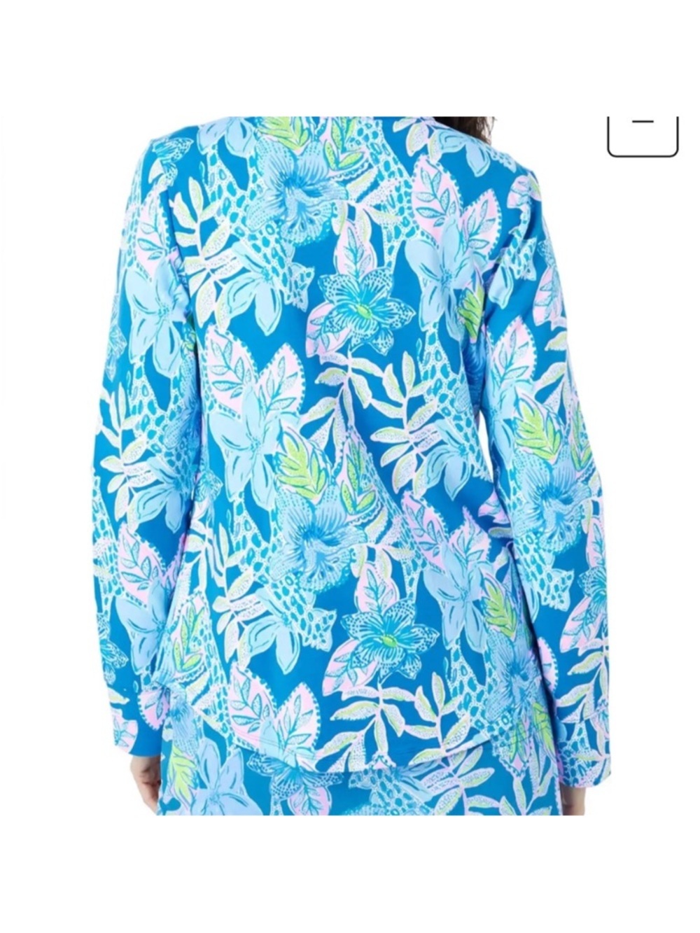 Lilly Pulitzer Leona UPF 50+ Zip-Up :Macaw Blue Tall Me About It small - Picture 3 of 5